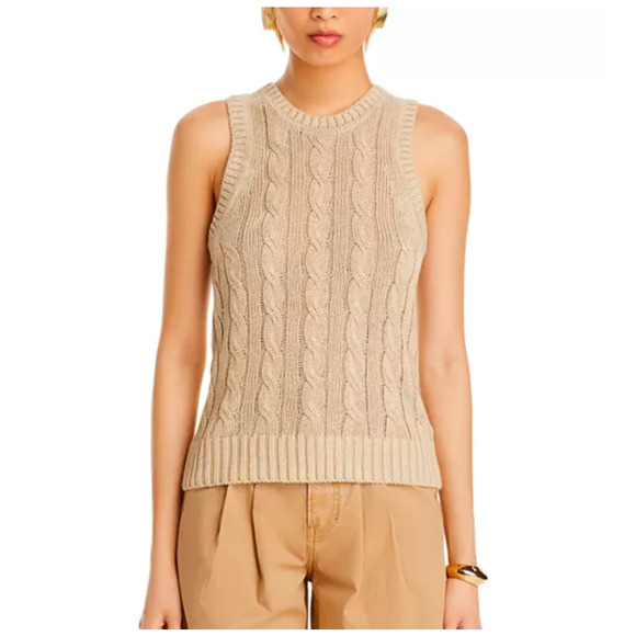 Veronica Beard Beige Linen/Silk Jerrel Cable Knit Tank Sleeveless Top, size M - Picture 1 of 8